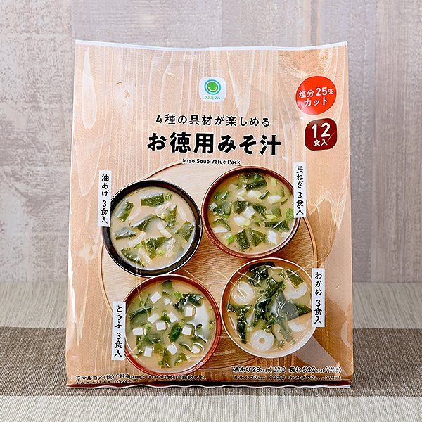ファミリーマート 4種の具材が楽しめるお徳用みそ汁 12食入