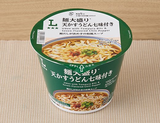 ローソン 麺大盛り 天かすうどん 七味付き