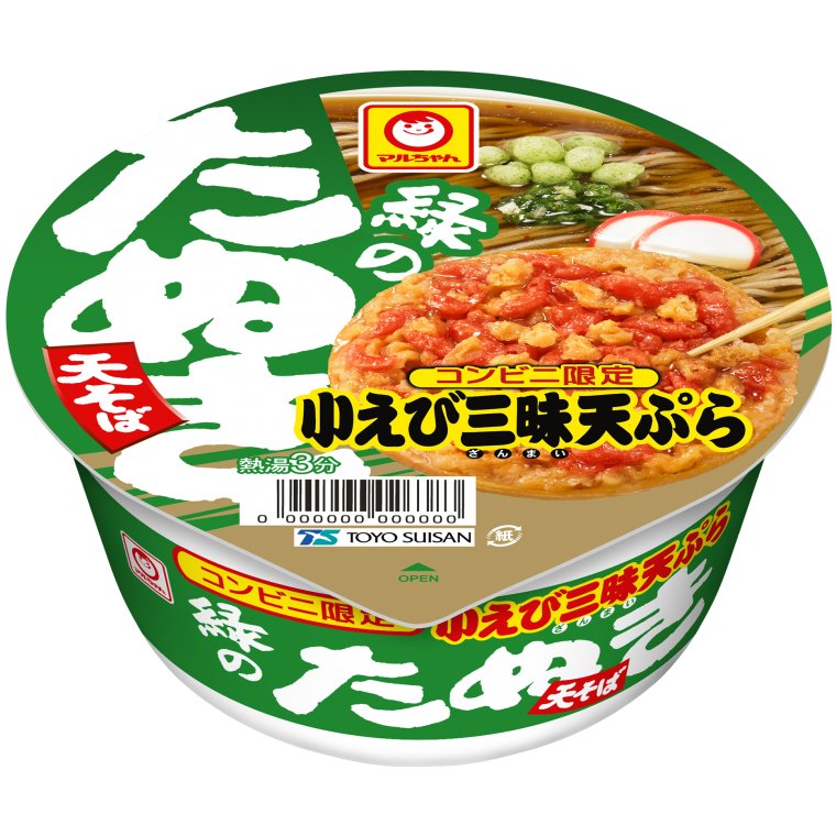 東洋水産 緑のたぬき天そば 小えび三昧天ぷら 西